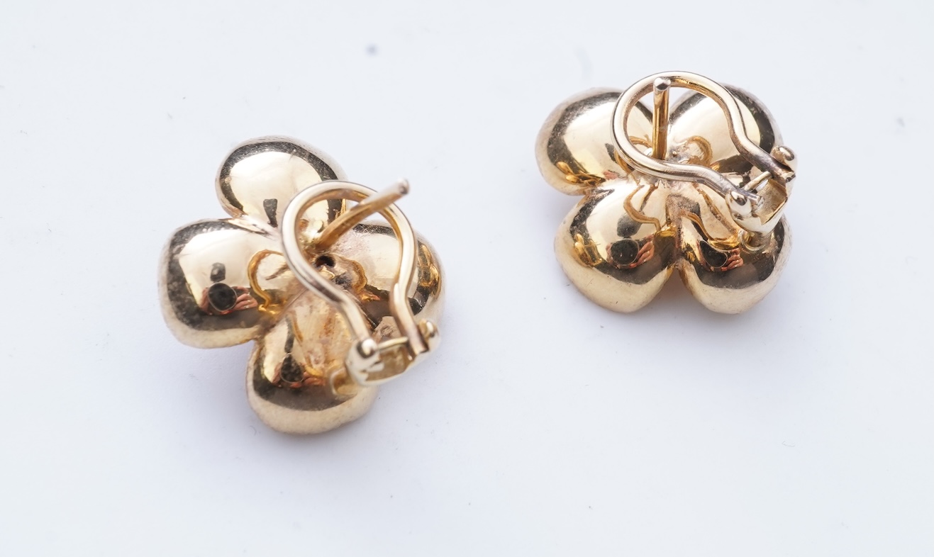 A pair of garnet earrings